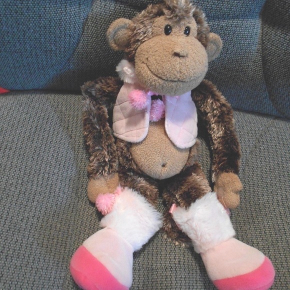 14" Tall Plush Monkey Chimp W Pink Boots & Vest St - Picture 1 of 3